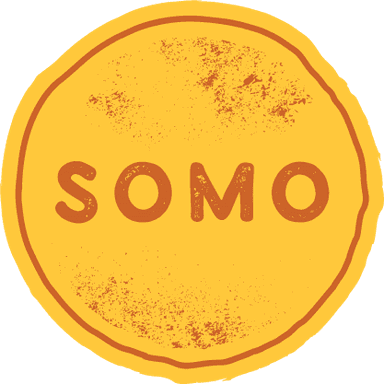 Company logo with a food-related icon.